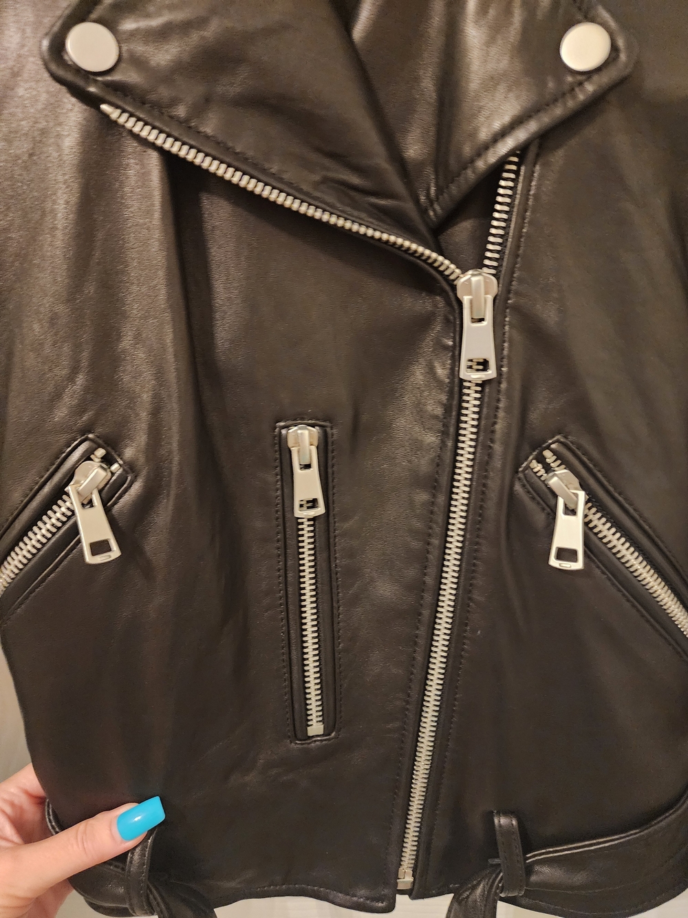 Belle Vere Black Leather Biker Moto Jacket Like New Women's Size Small - Picture 4 of 12